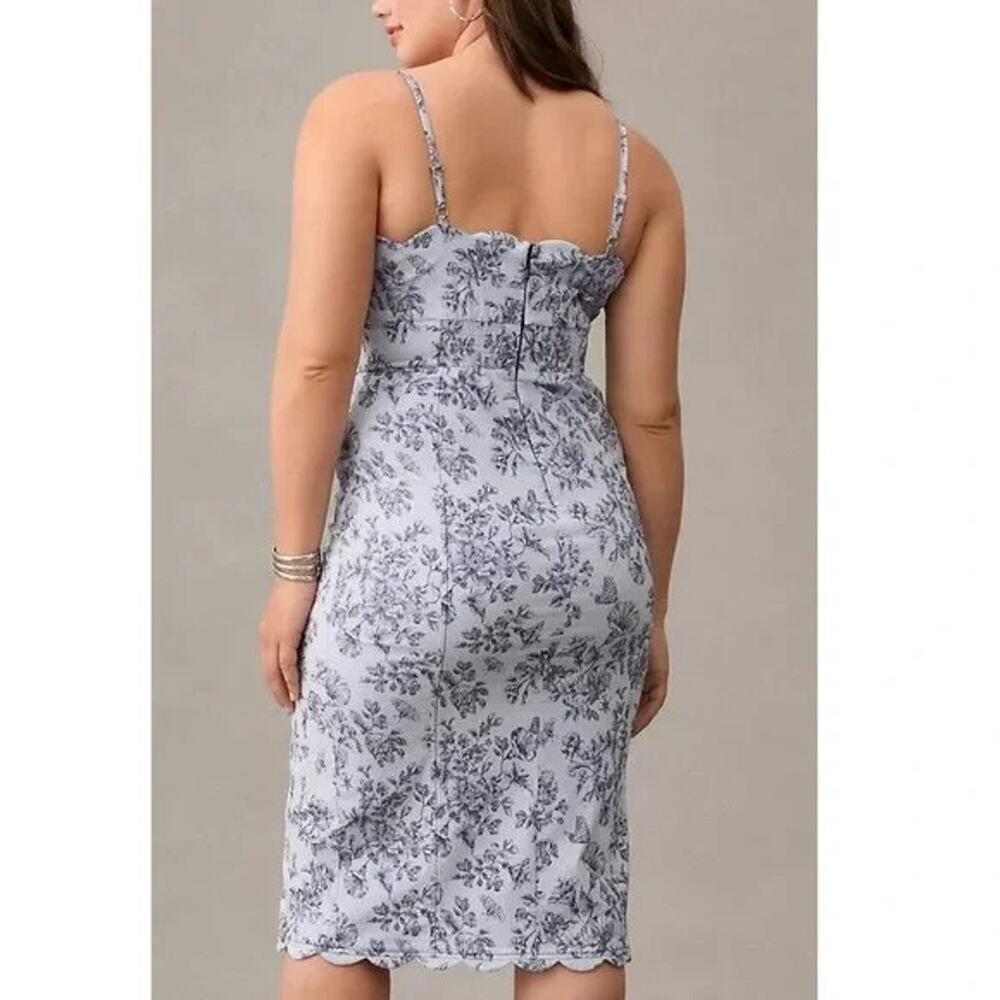 NWT Anthropologie Slim Scalloped Front-Slit Corset Dress Sz Plus 24W Blue #NB463 - Picture 4 of 12